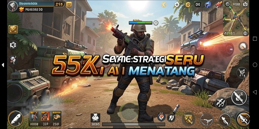 Tangkapan layar menunjukkan gameplay menarik dari 555ZK dengan pertempuran strategi.