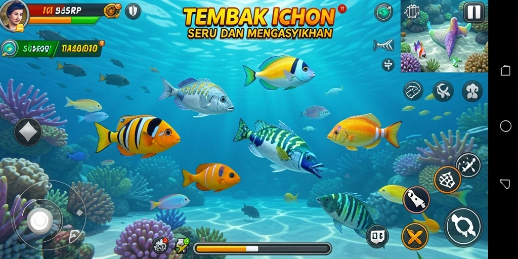 Screenshot gameplay Tembak Ikan 55RP menampilkan aksi seru dan menantang.