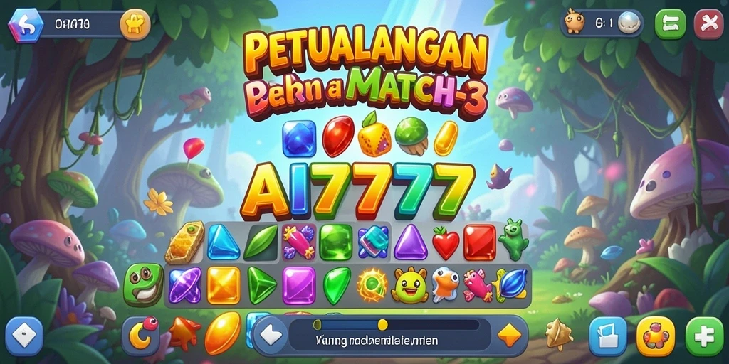 Tangkapan layar A7777 menampilkan aksi seru gameplay Match-3.