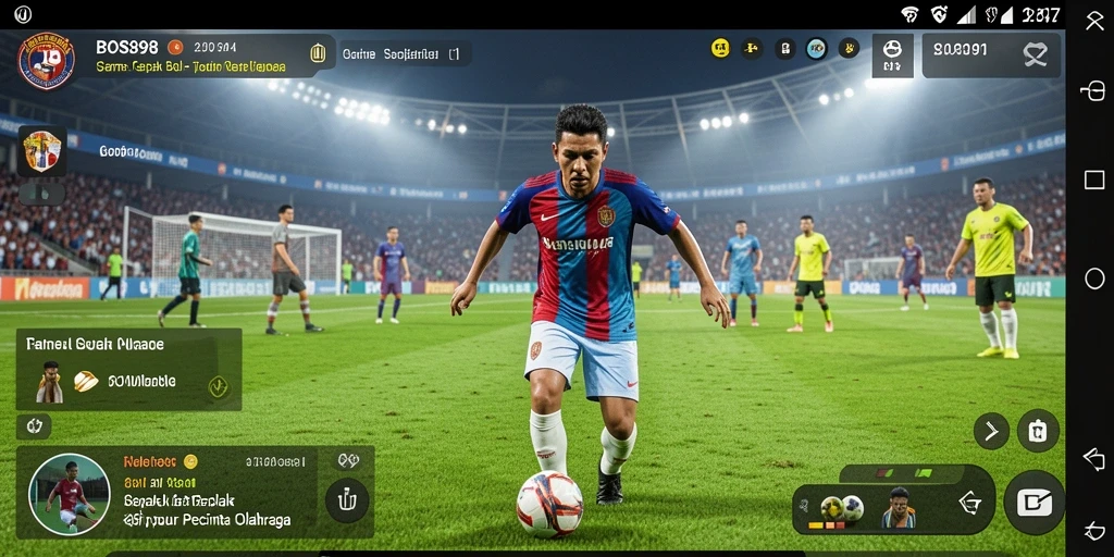 Screenshot utama BOS898 menampilkan aksi seru di lapangan sepak bola.