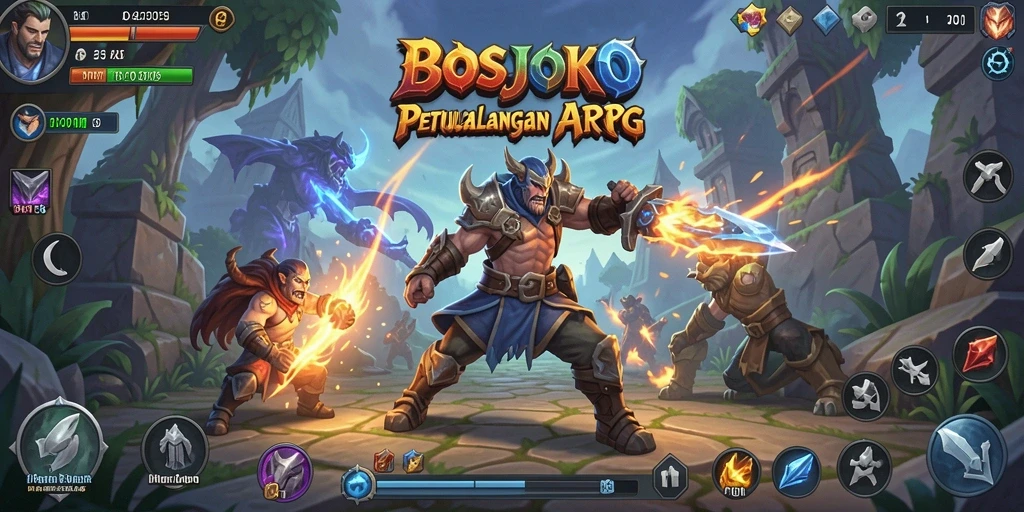 Tampilan gameplay ARPG yang menegangkan di BOSJOKO.
