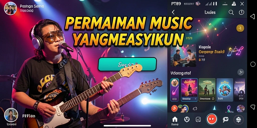 Tampilan screenshot PT89 yang menunjukkan gameplay musik yang seru.